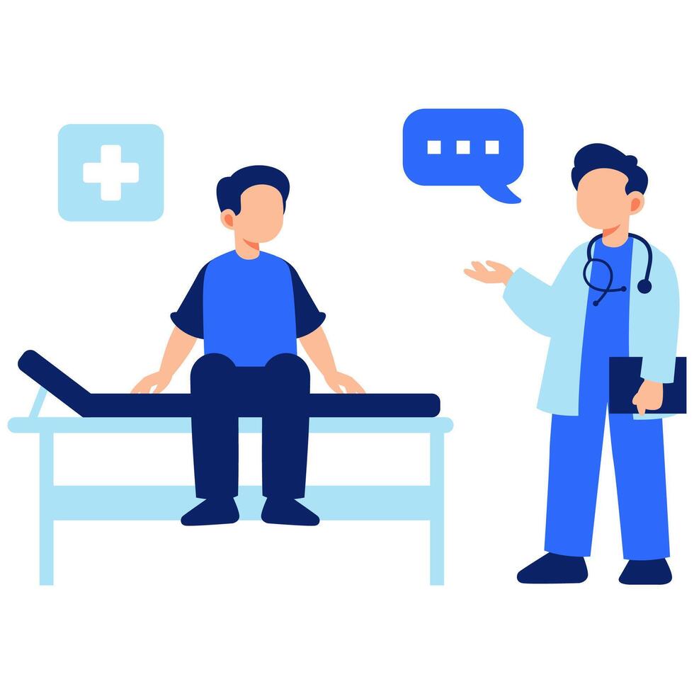 Doctor and Patient Consultation in a Bright and Friendly Modern Hospital Environment vector