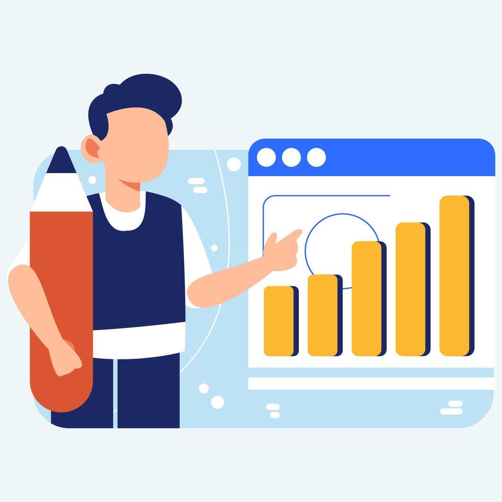 Market Research and Data Analysis Presentation with Charts, Graphs, and Insightful Business Visualization vector