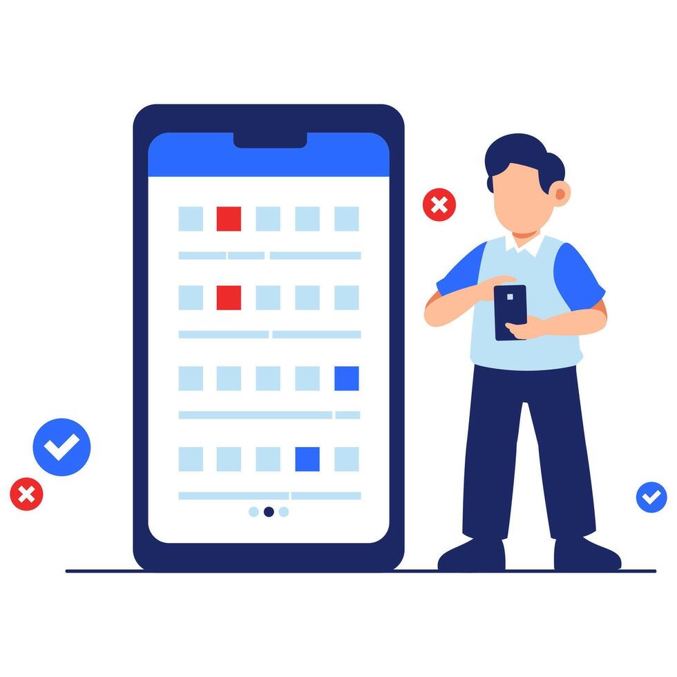 Engaging User Survey Illustration with Smartphone, Checklist, and Feedback Symbols vector