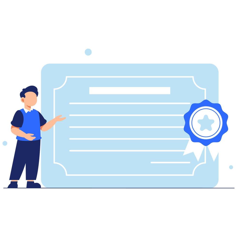 Educational Certificate Design with Blue Ribbon for Celebrating Academic Achievement and Formal Recognition vector