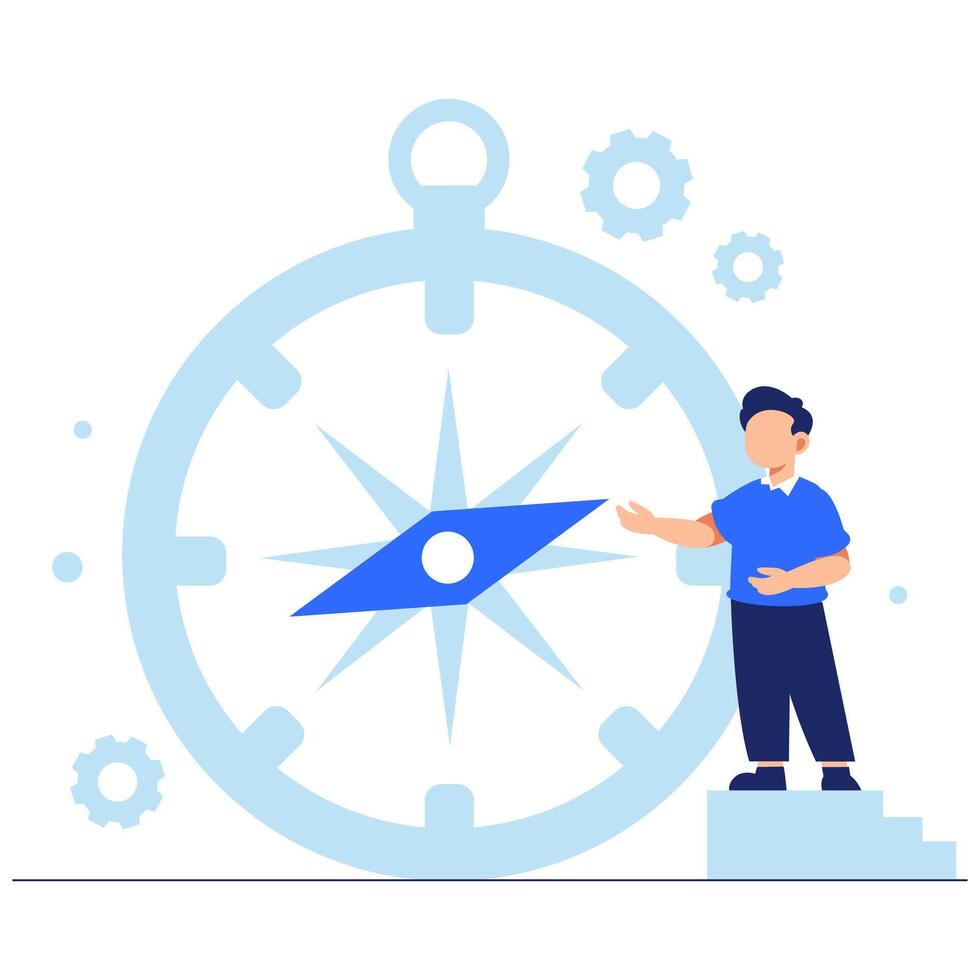 Modern Compass Illustration Representing Direction, Strategy, and Path Toward Success vector