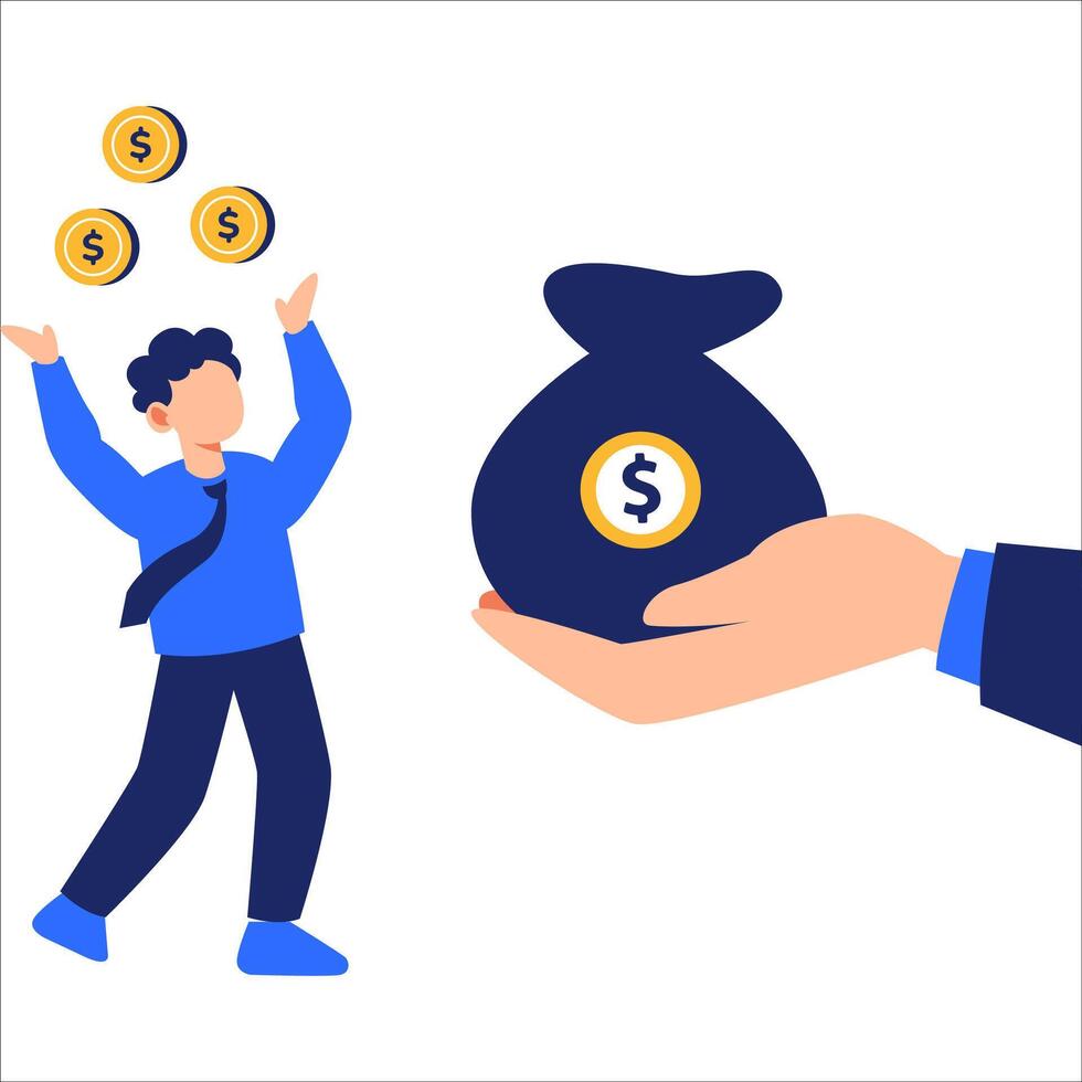 Businessman Receiving Payment and Juggling Coins to Represent Financial Success, Income Flow, and Economic Achievement in a Modern Business Setting vector