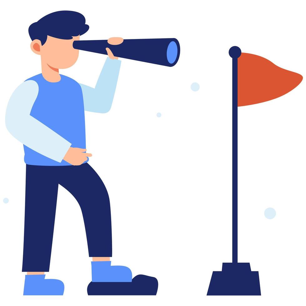 Youth explorer looking through a telescope with focus and ambition to find new opportunities on the path to success vector