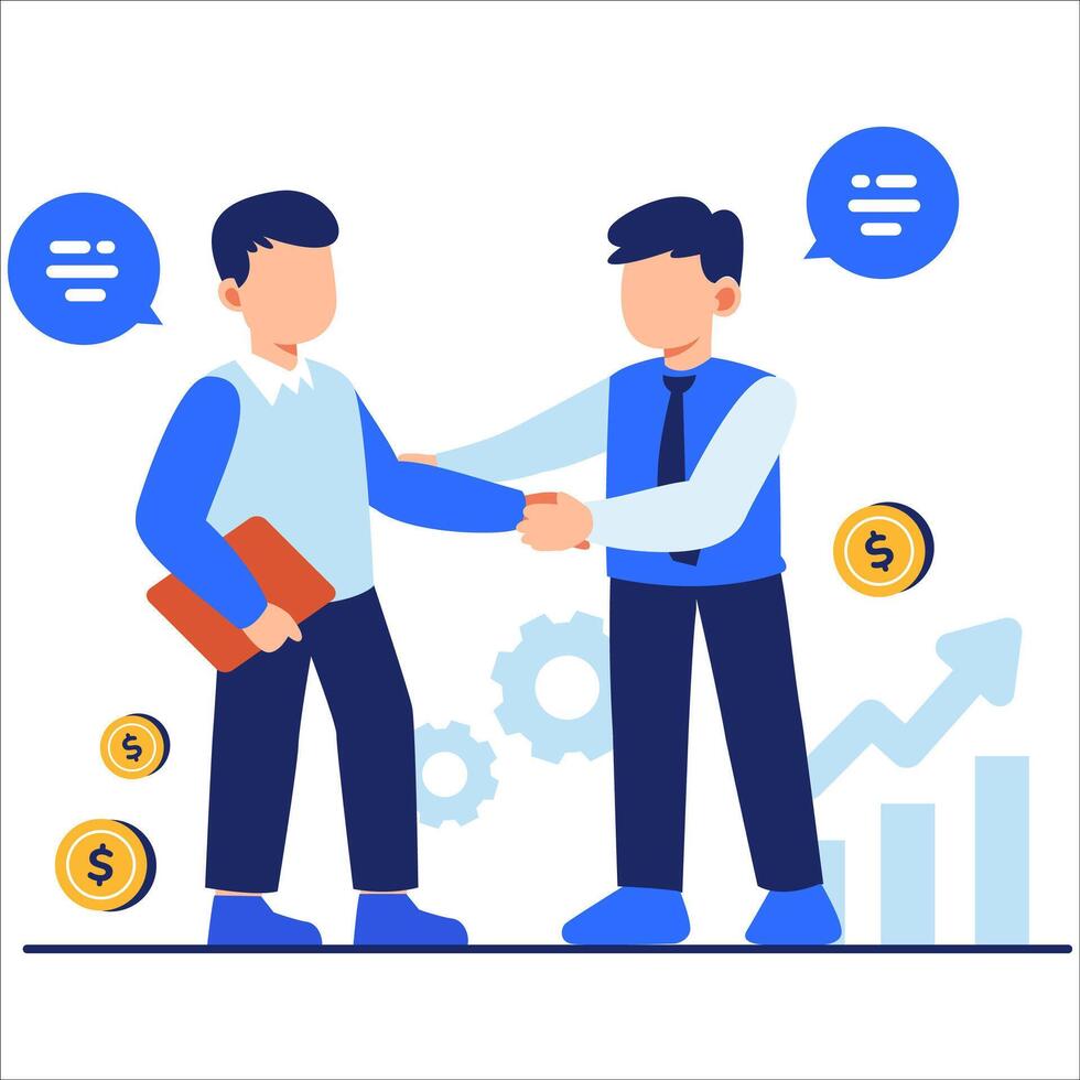 Handshake Between Business Partners Representing B2B Sales Agreement and Growth Strategy Communication in a Corporate Environment vector