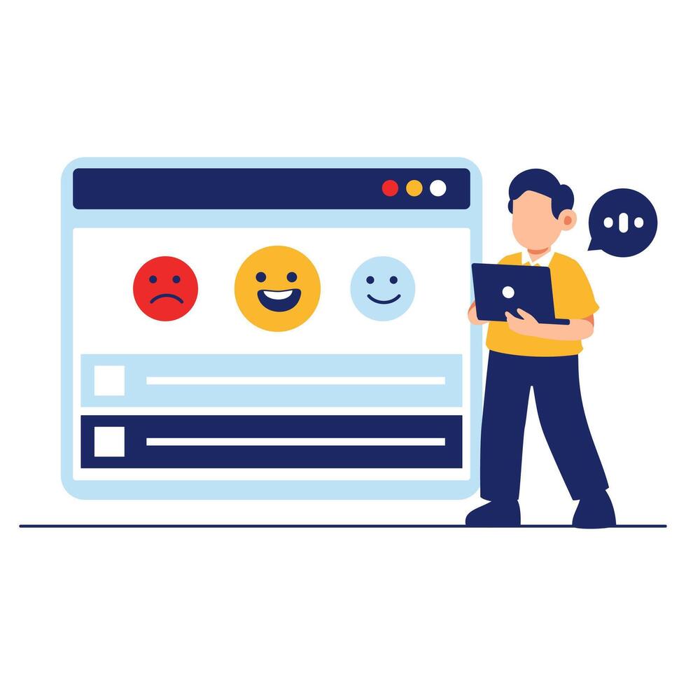Interactive Digital Survey with Emoticons Representing User Feedback and Emotional Responses vector