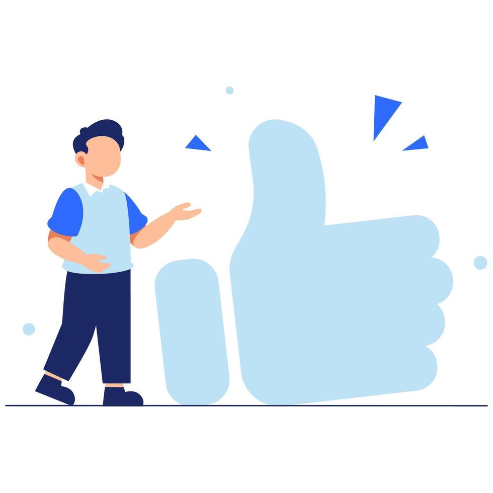 Enthusiastic Person Holding a Large Thumbs Up Sign to Represent Positivity and Encouragement vector
