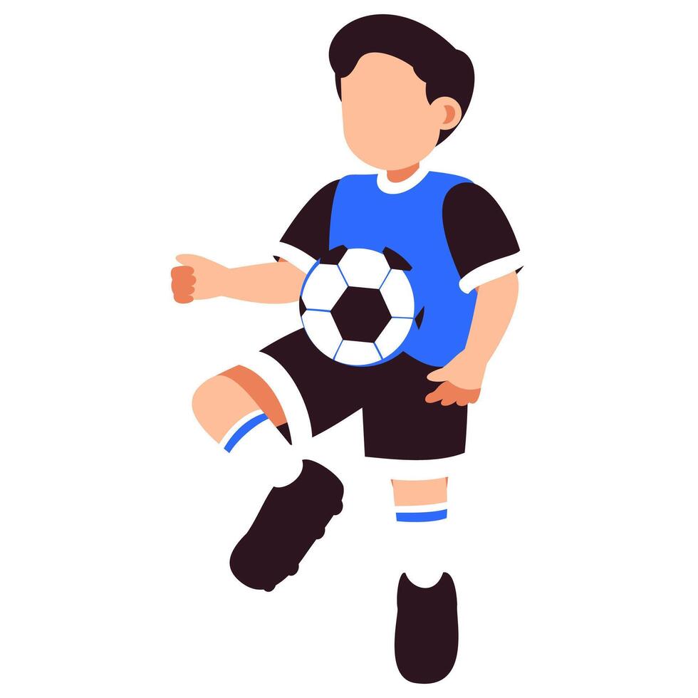 A dynamic illustration of a young boy mid-kick, capturing the excitement and energy of youth soccer vector