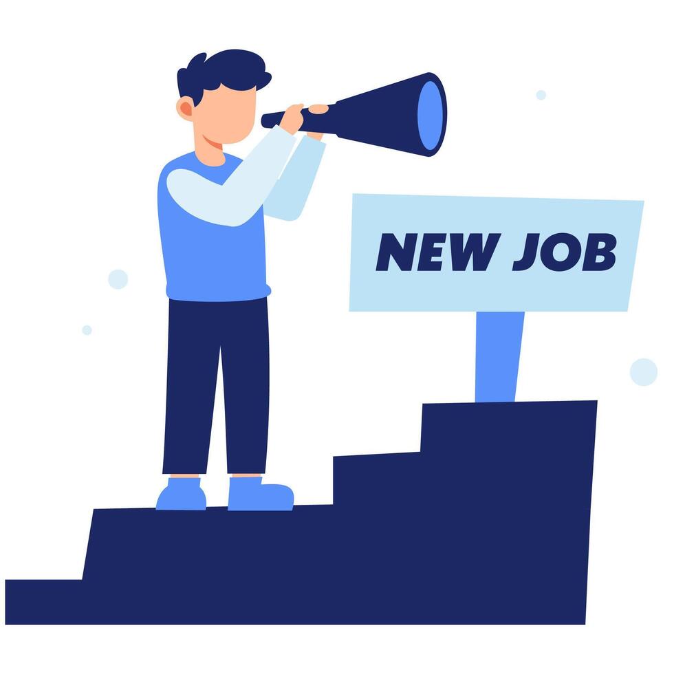 Searching for New Job Opportunities with Determination and Upward Career Steps vector