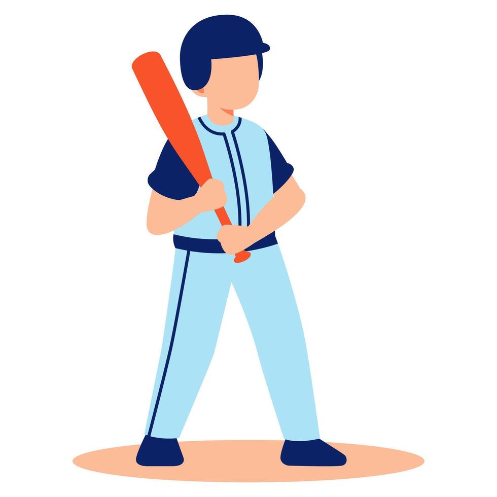 Young Baseball Player Poised to Swing the Bat in a Lively Outdoor Practice Scene vector