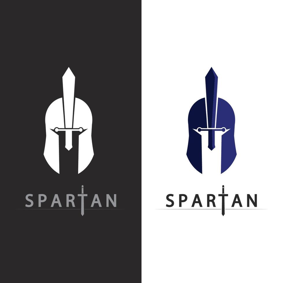 Spartan Warrior Logo Design with Bold Helmet and Ancient Sword Style vector