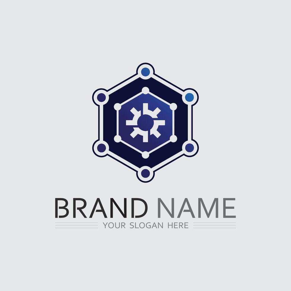 Tech gear logo design template Technology Logo vector