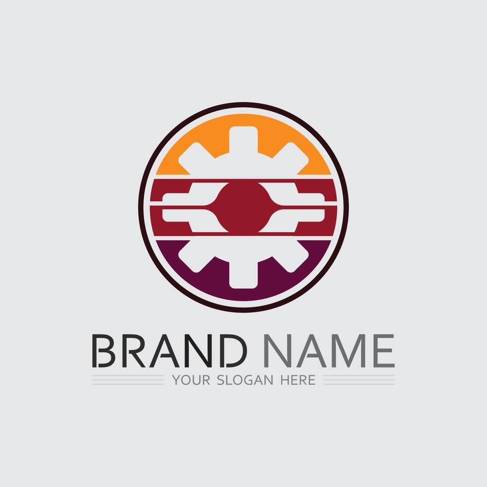 Tech gear logo design ,achine and gears vector
