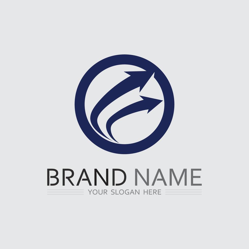 Business icon and arrow logo design graphic vector