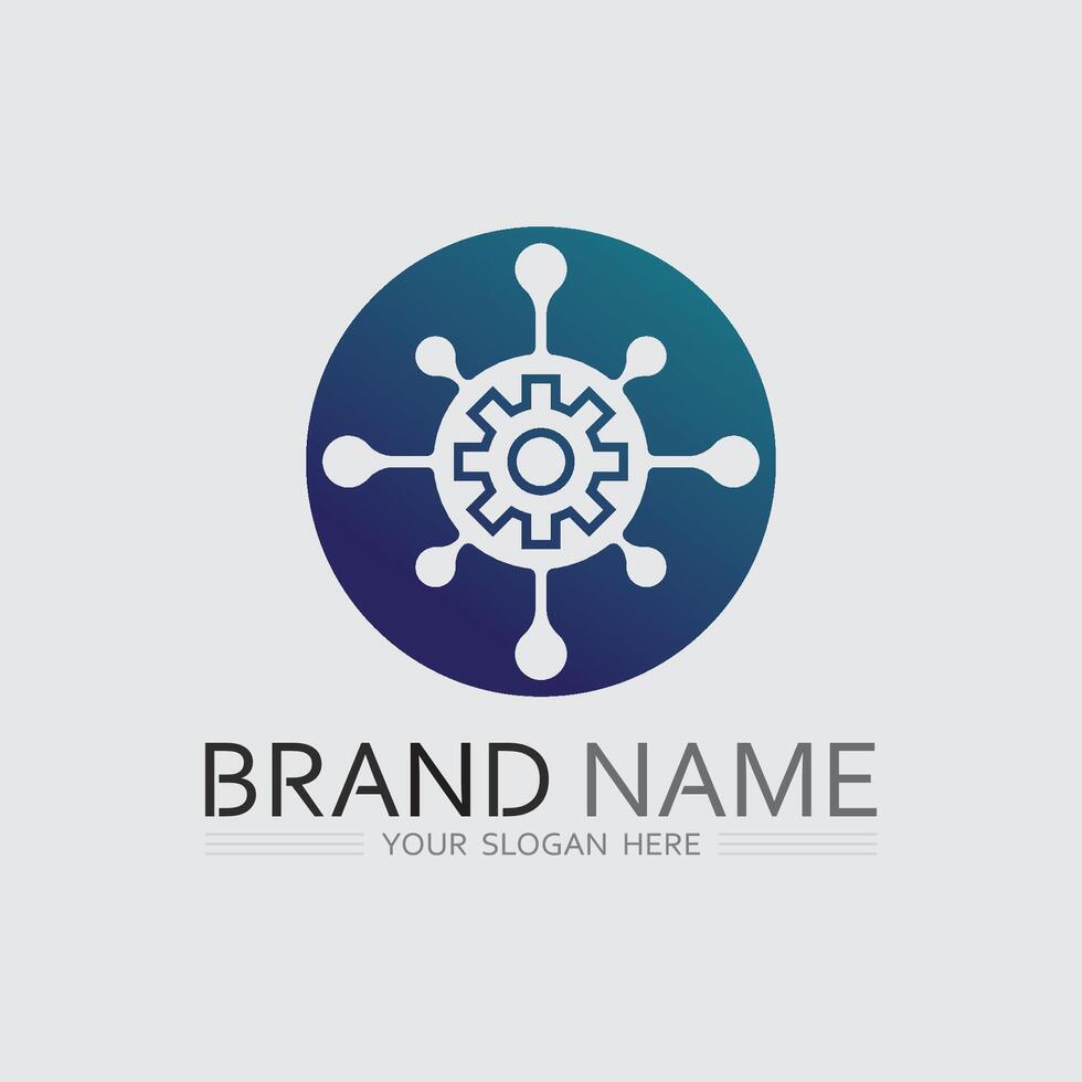 Tech gear logo design template Technology Logo Template Design , Emblem, Design Concept, Creative Symbol, Icon vector