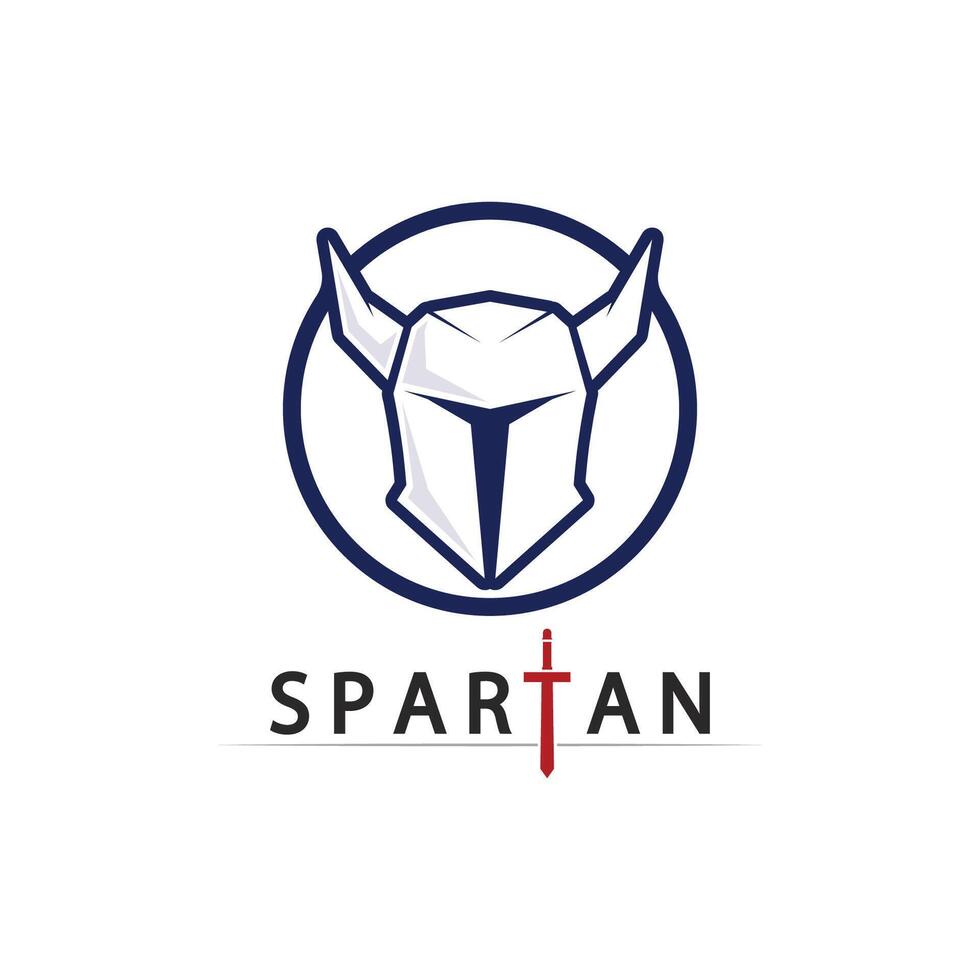 Spartan Face Logo with Helmet and Shield Warrior Icon Concept vector