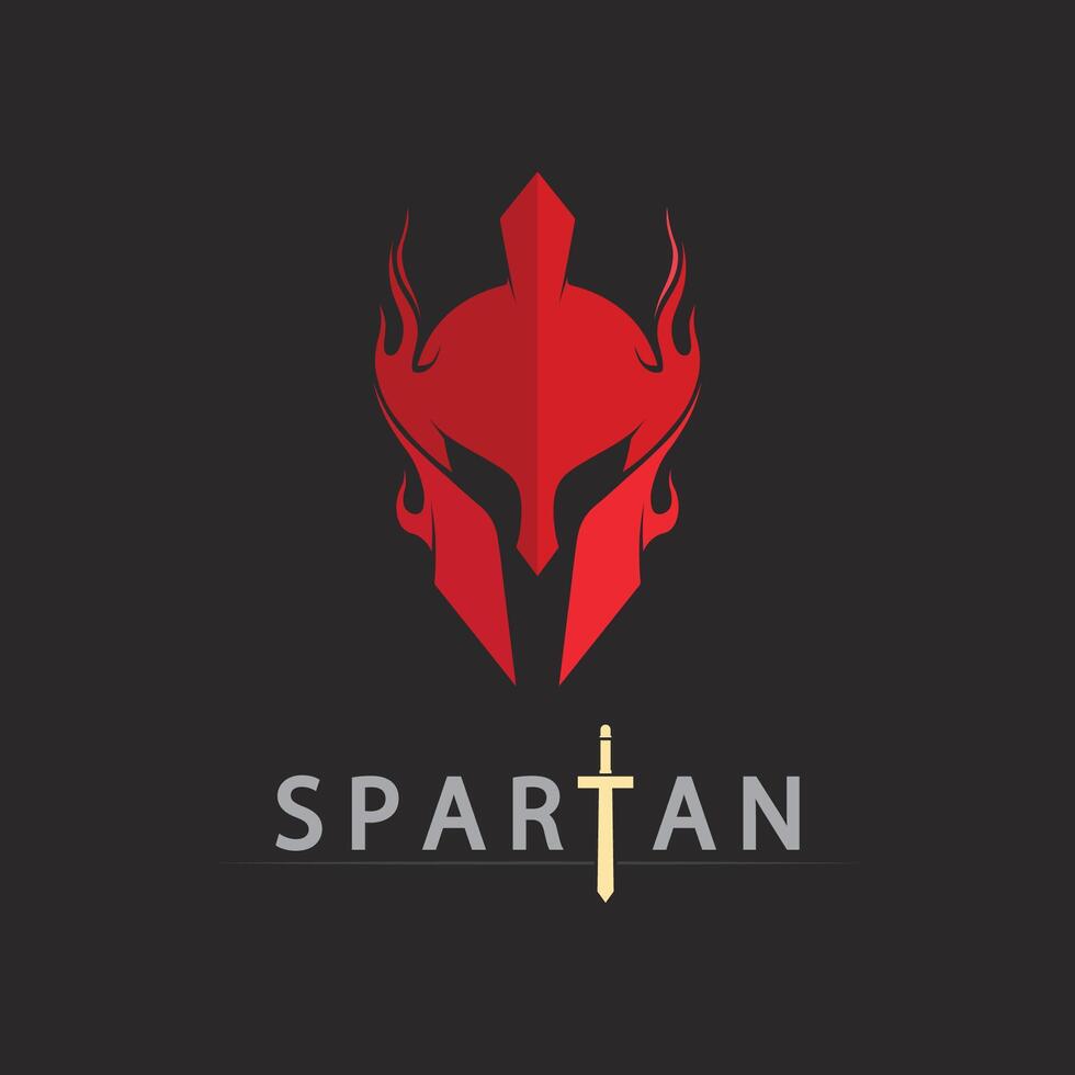 Gladiator Warrior Logo Design with Sword and Helmet in Bold Style vector
