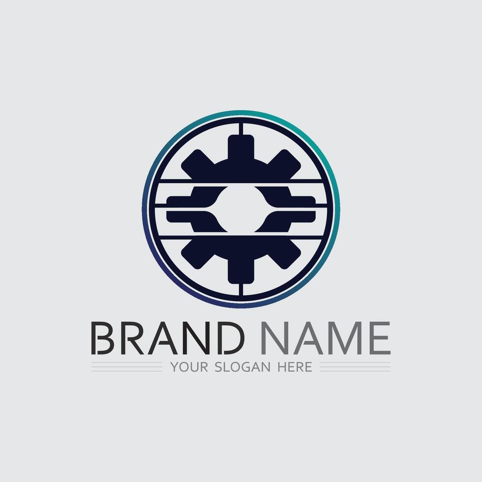 Tech gear logo design template. Technology Logo Template Design graphic vector