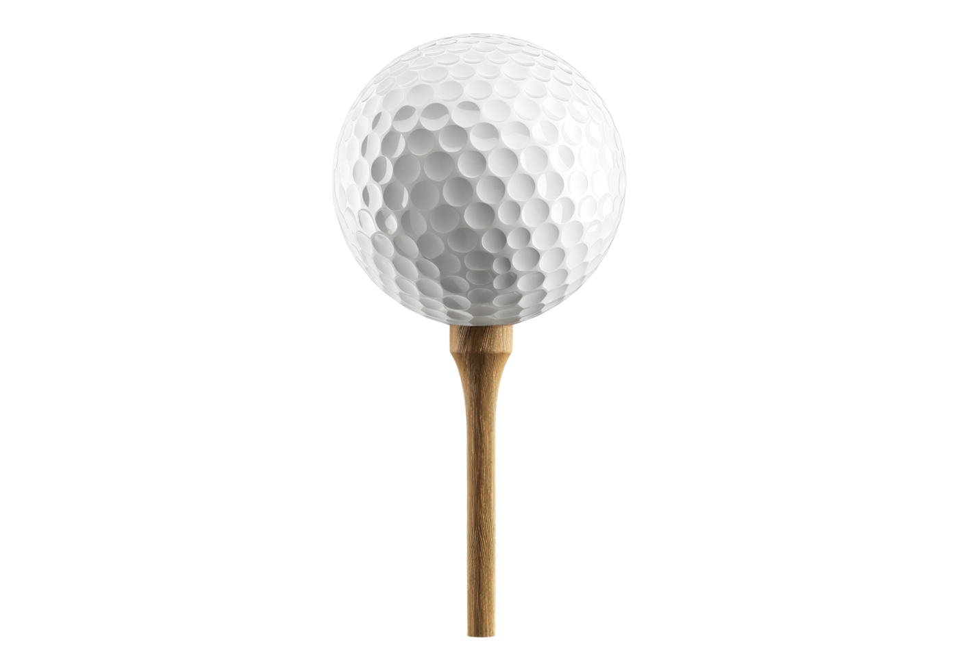 A golf ball on a wooden stick on a transparent background png