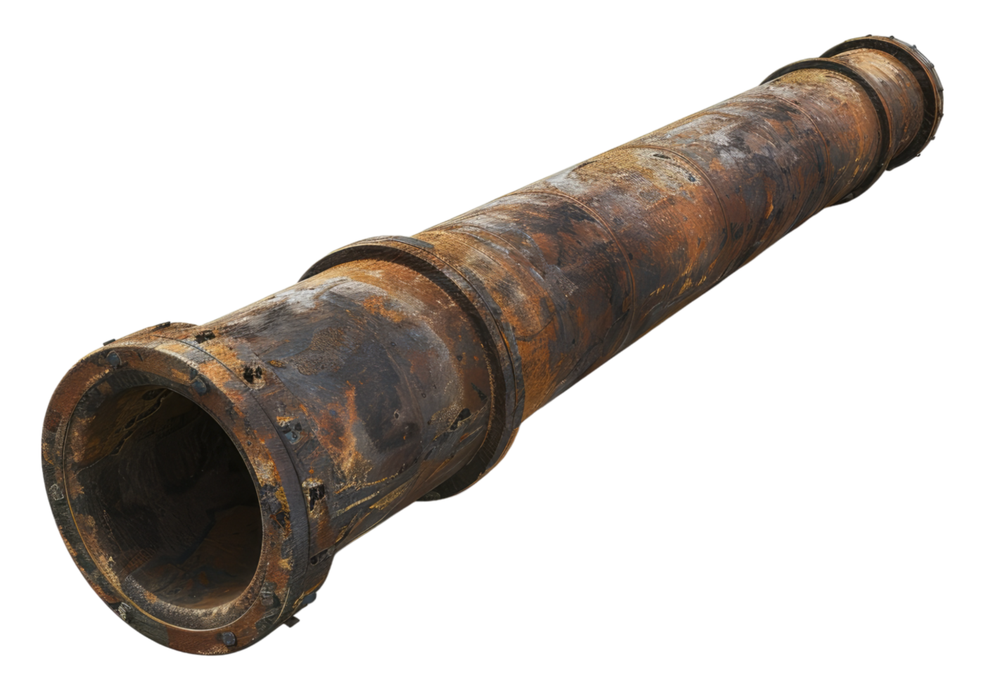 A rusty pipe with a hole in the middle png