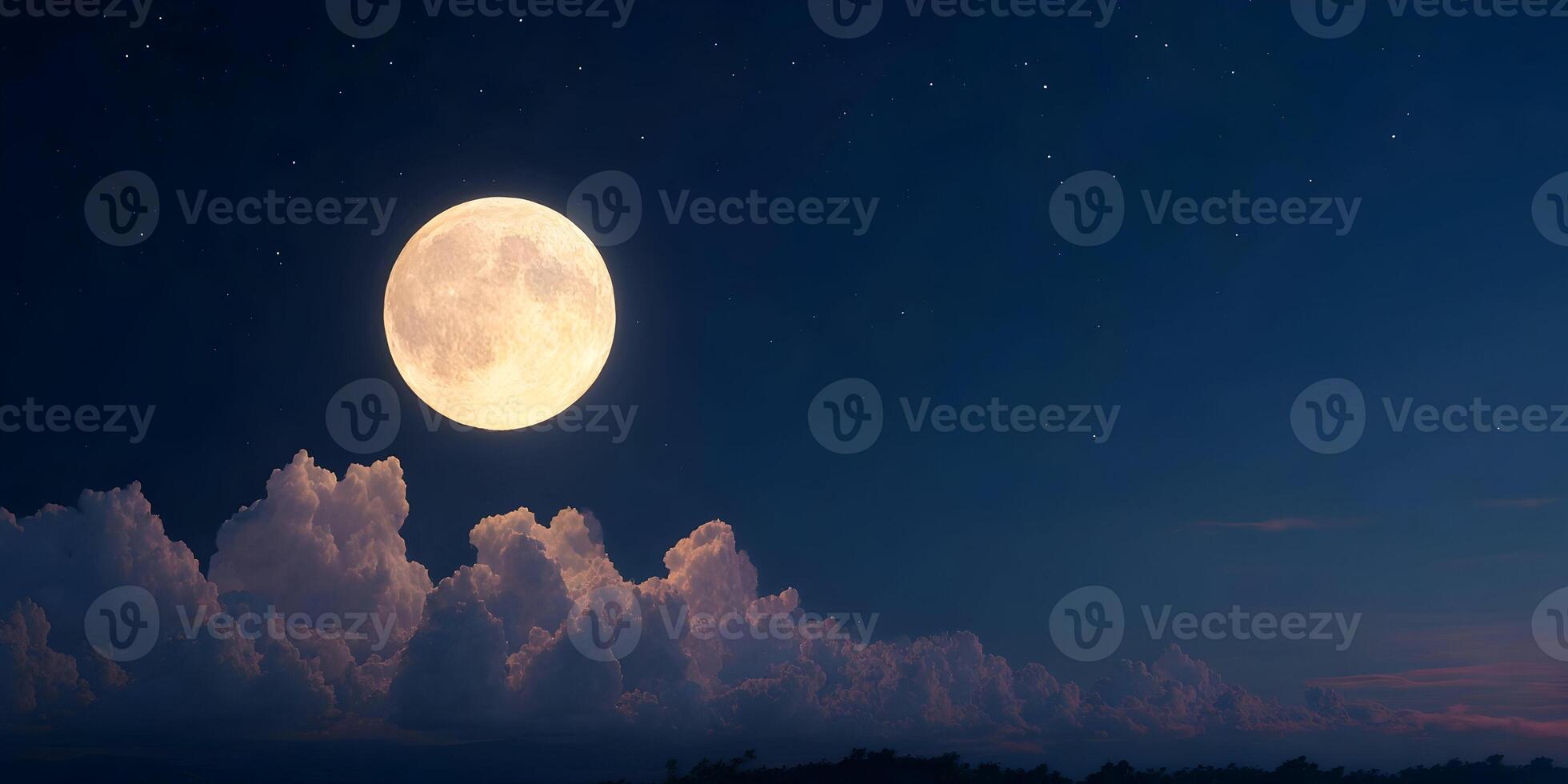 Full Moon Night Sky Cloudscape Nighttime Scenery photo
