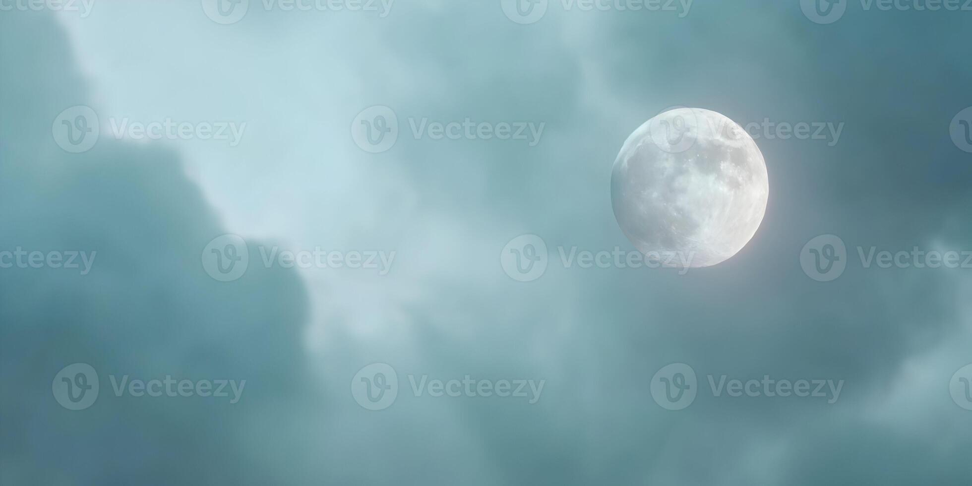 Full Moon in Cloudy Night Sky Nighttime Celestial Scene photo