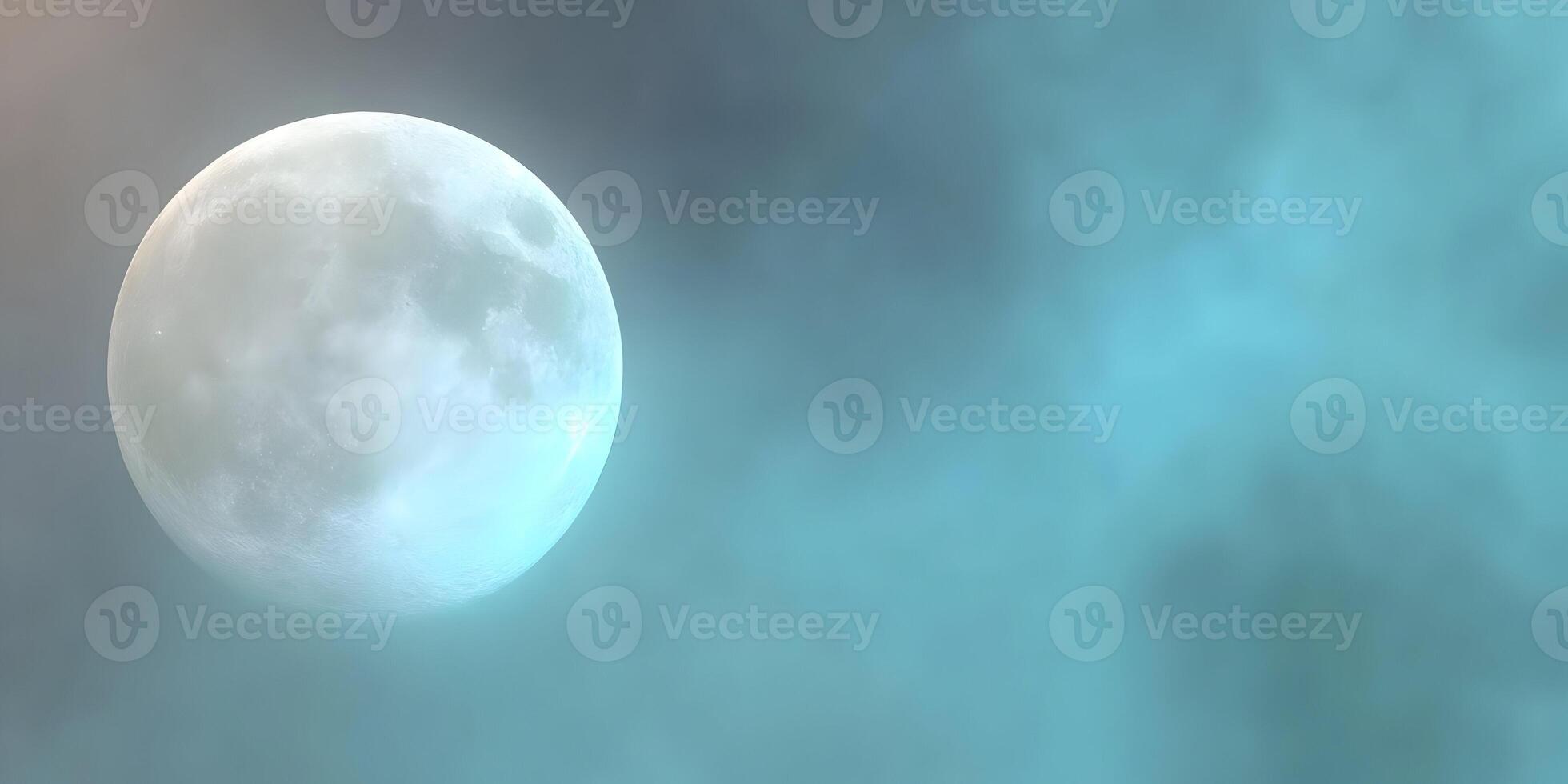 Full Moon in Teal Night Sky with Cloudscape photo