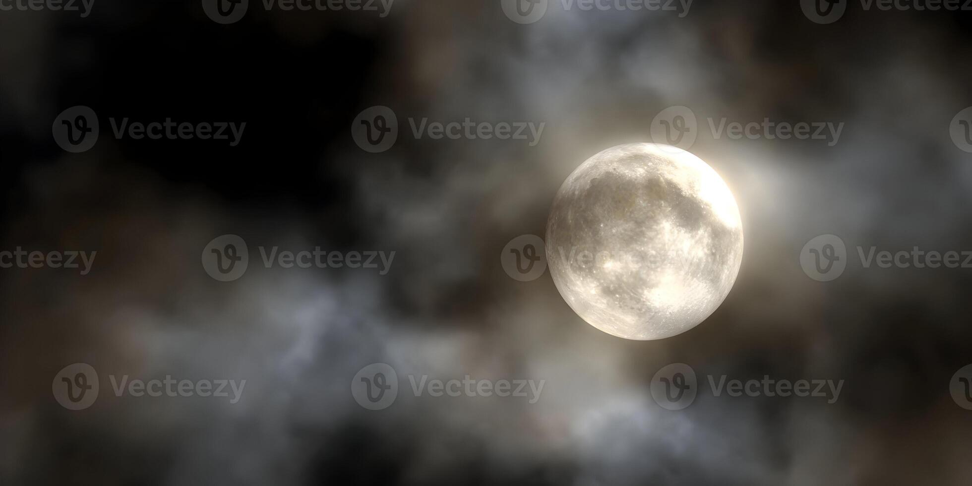 Full Moon in Dark Cloudy Night Sky photo