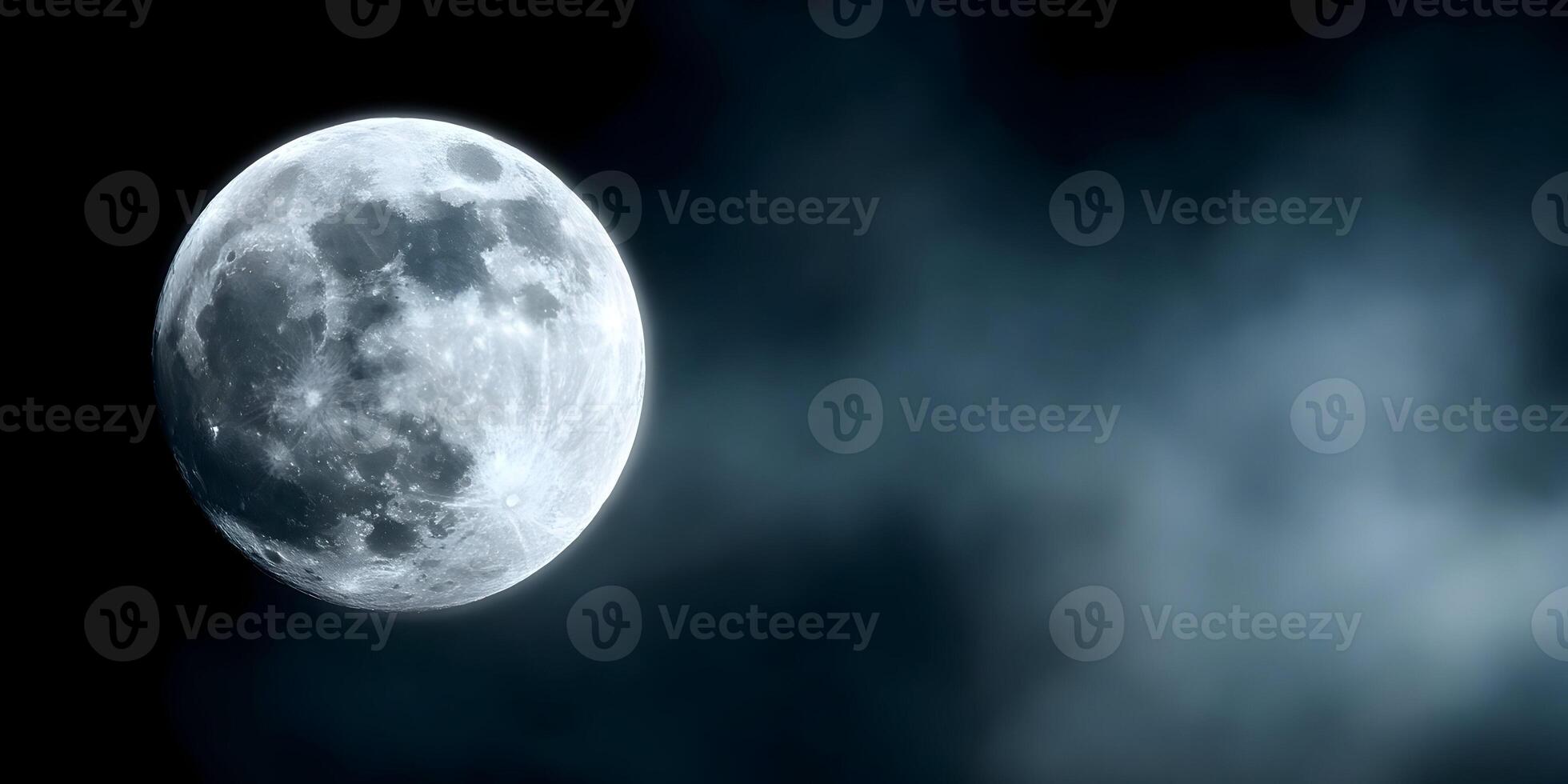 Full Moon in Night Sky with Dark Clouds Background photo