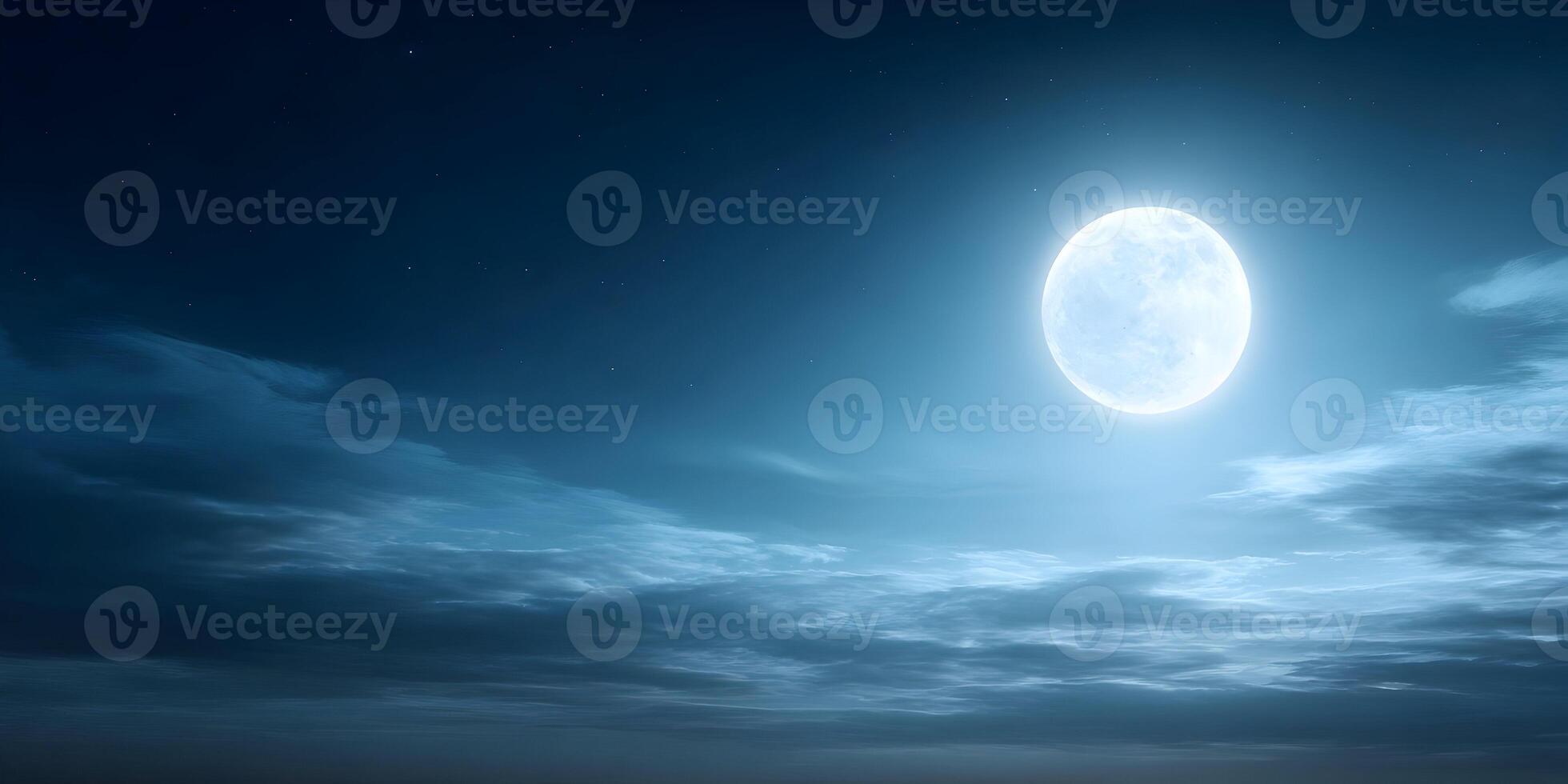 Full Moon Night Sky Cloudscape Starscape Nighttime Scene photo