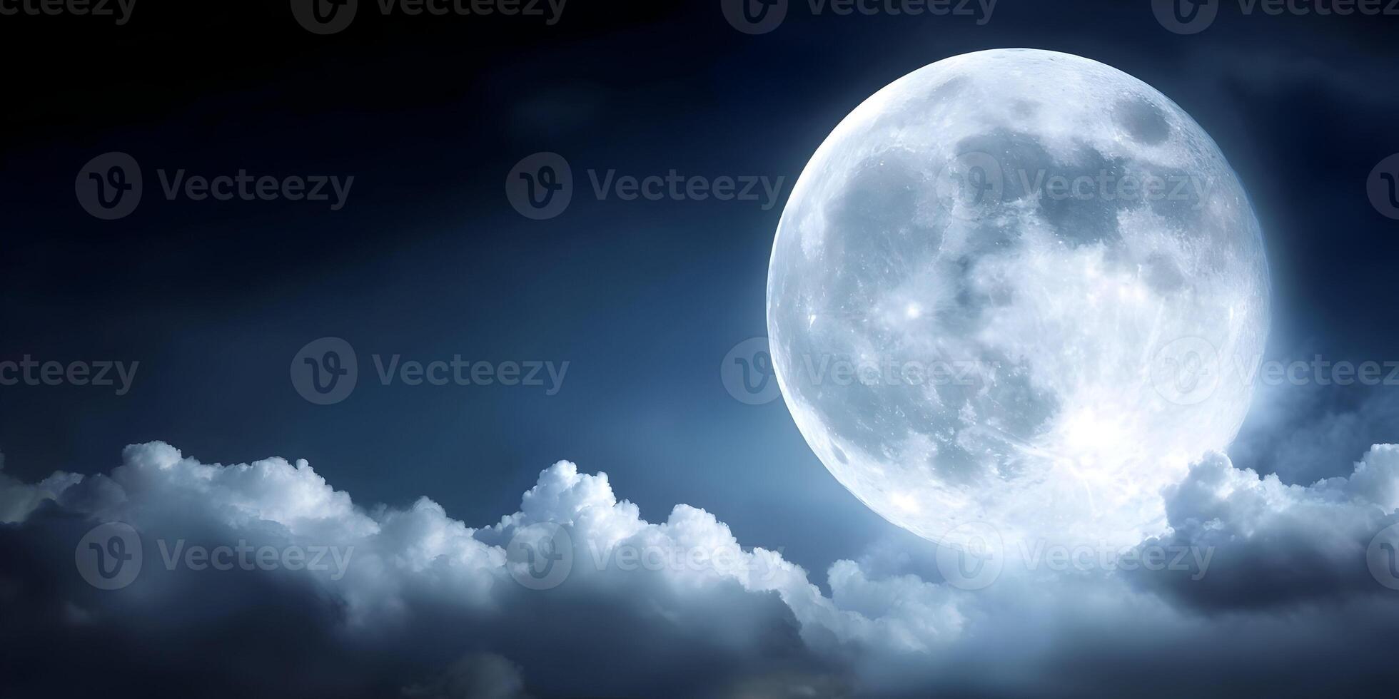 Full Moon Night Sky Cloudscape Dramatic Nighttime Celestial Scene photo