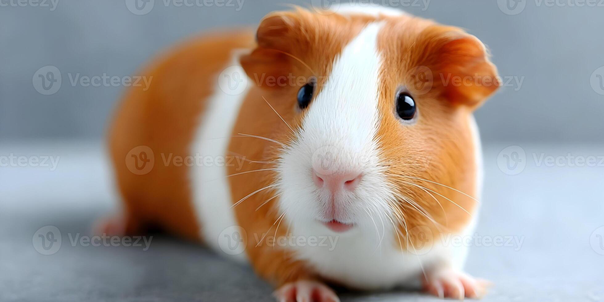 Cute Orange White Guinea Pig Closeup Portrait photo