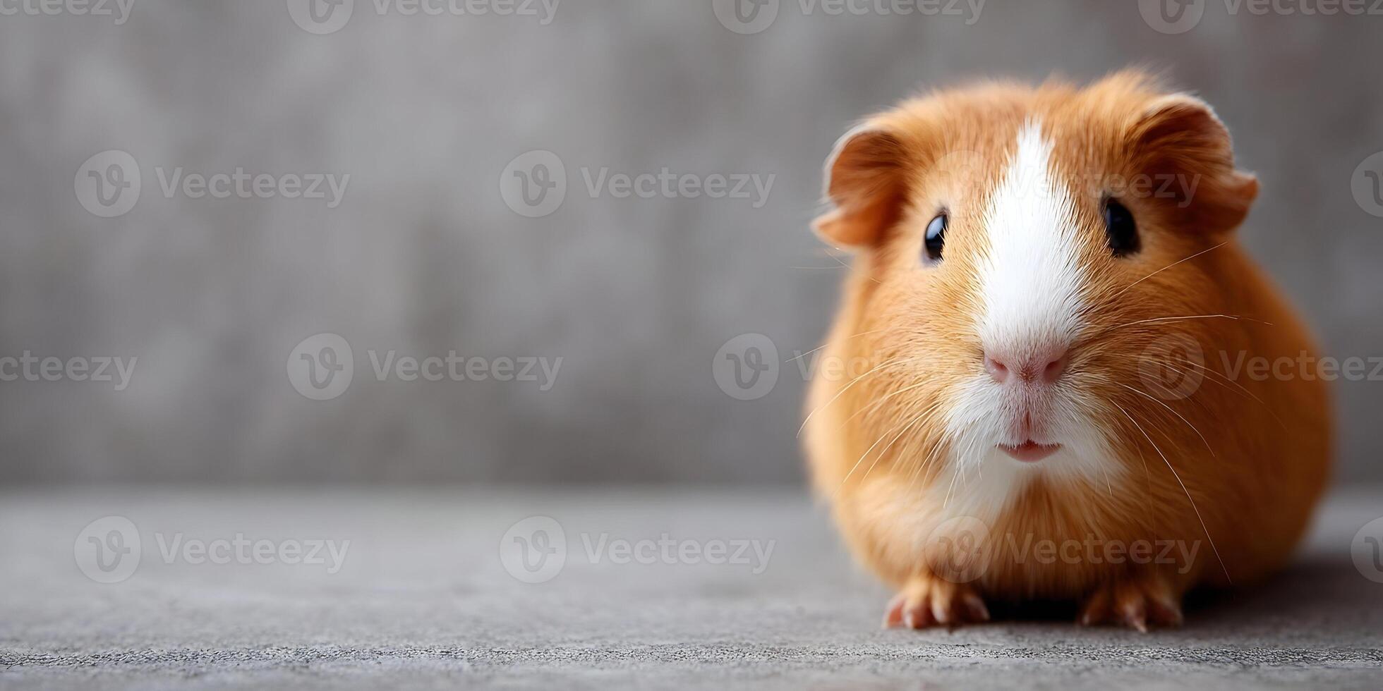 Cute Orange and White Guinea Pig Portrait Grey Background photo