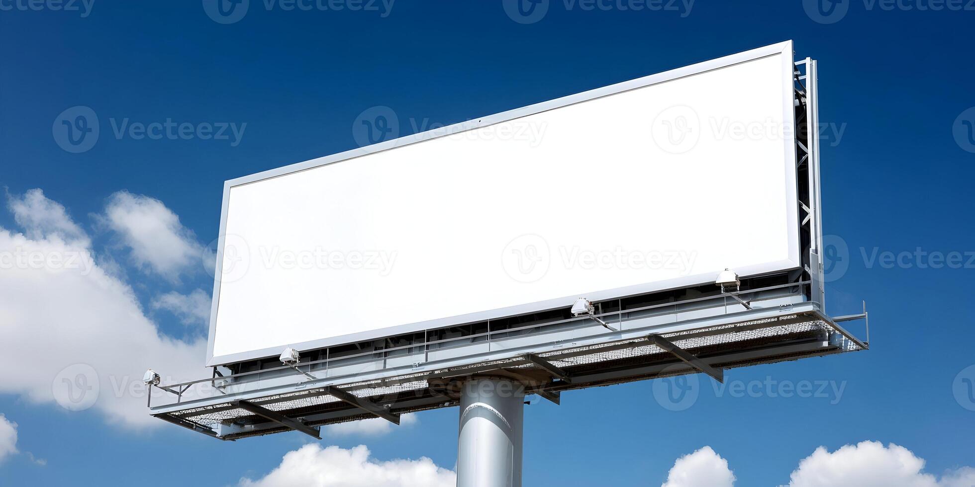 Blank Billboard Advertisement Mockup Clear Sky Background photo