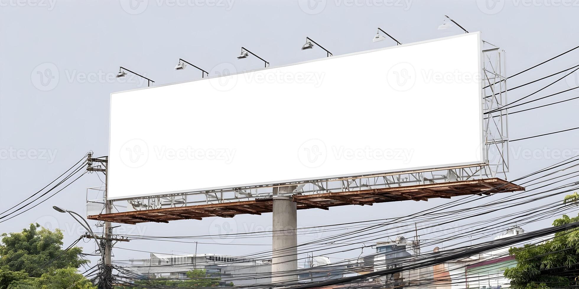 Blank Billboard Advertisement Mockup City Setting photo