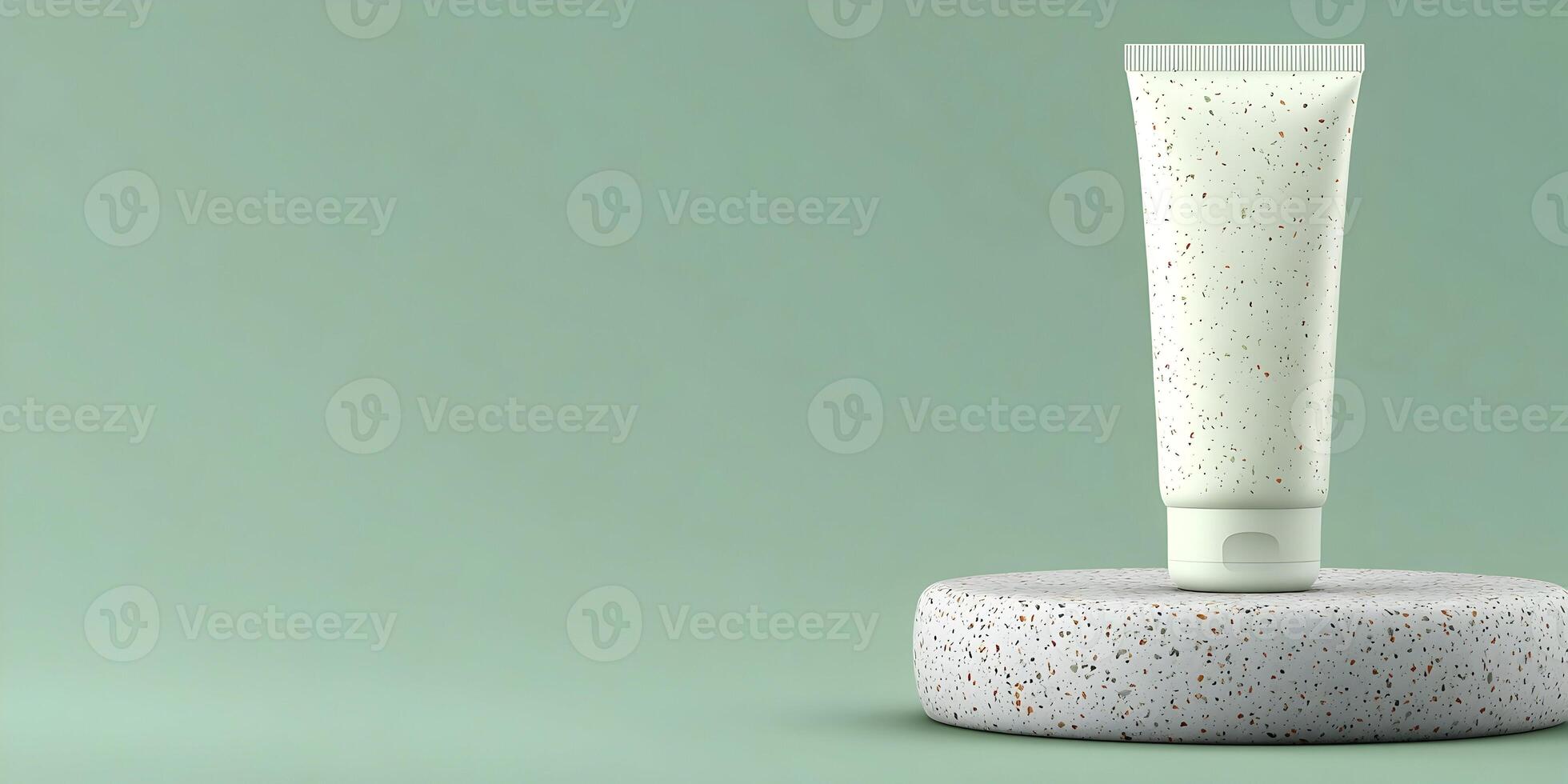 Terrazzo Cosmetic Tube Mockup on Green Background photo