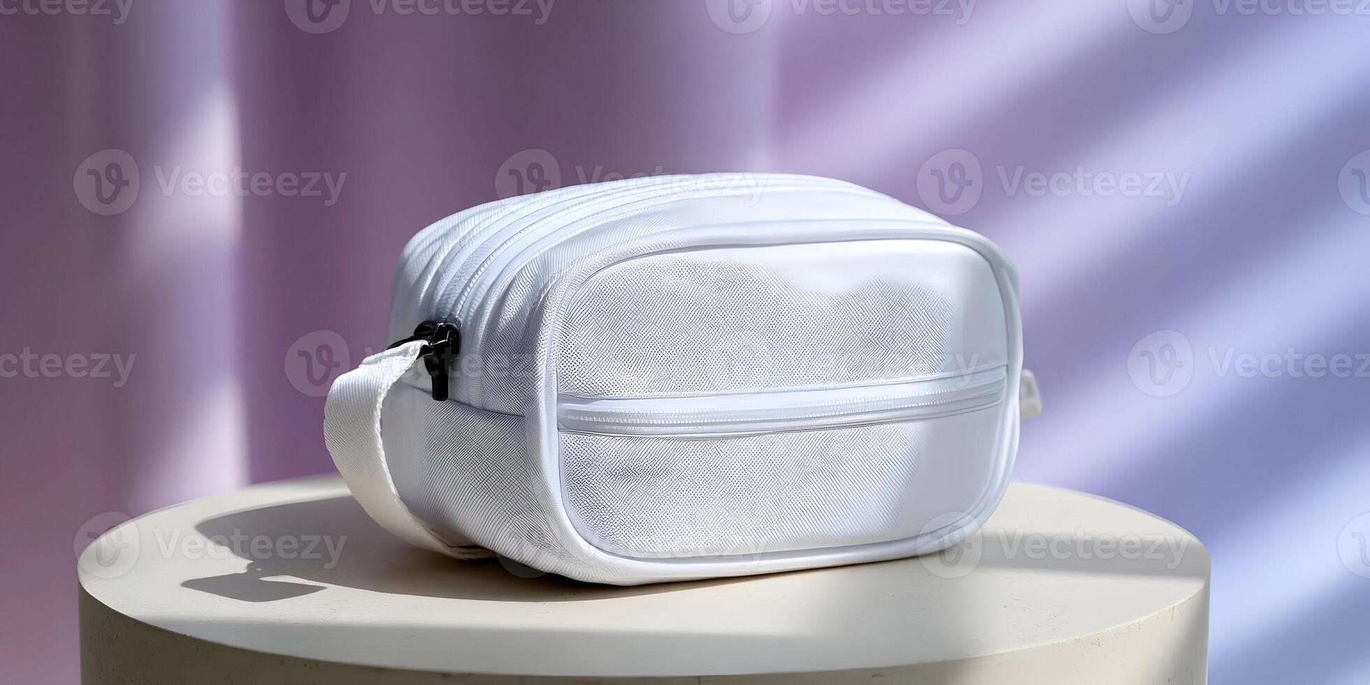 White Small Crossbody Bag Zipper Closure Fabric Casual Style photo