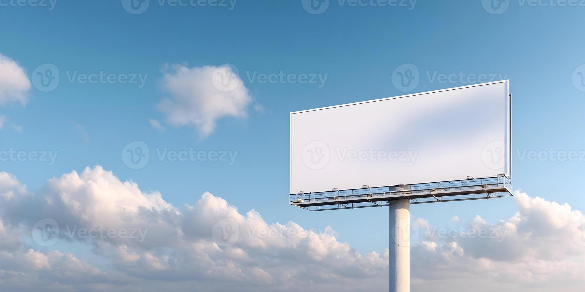 Blank Billboard Advertisement Mockup Daytime Sky Clouds photo