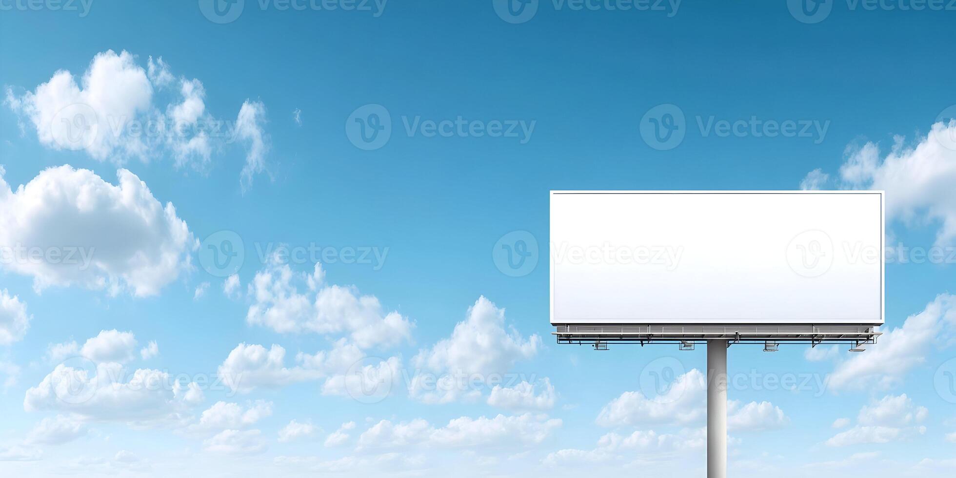 Blank Empty Billboard Advertisement Mockup Blue Sky Clouds photo