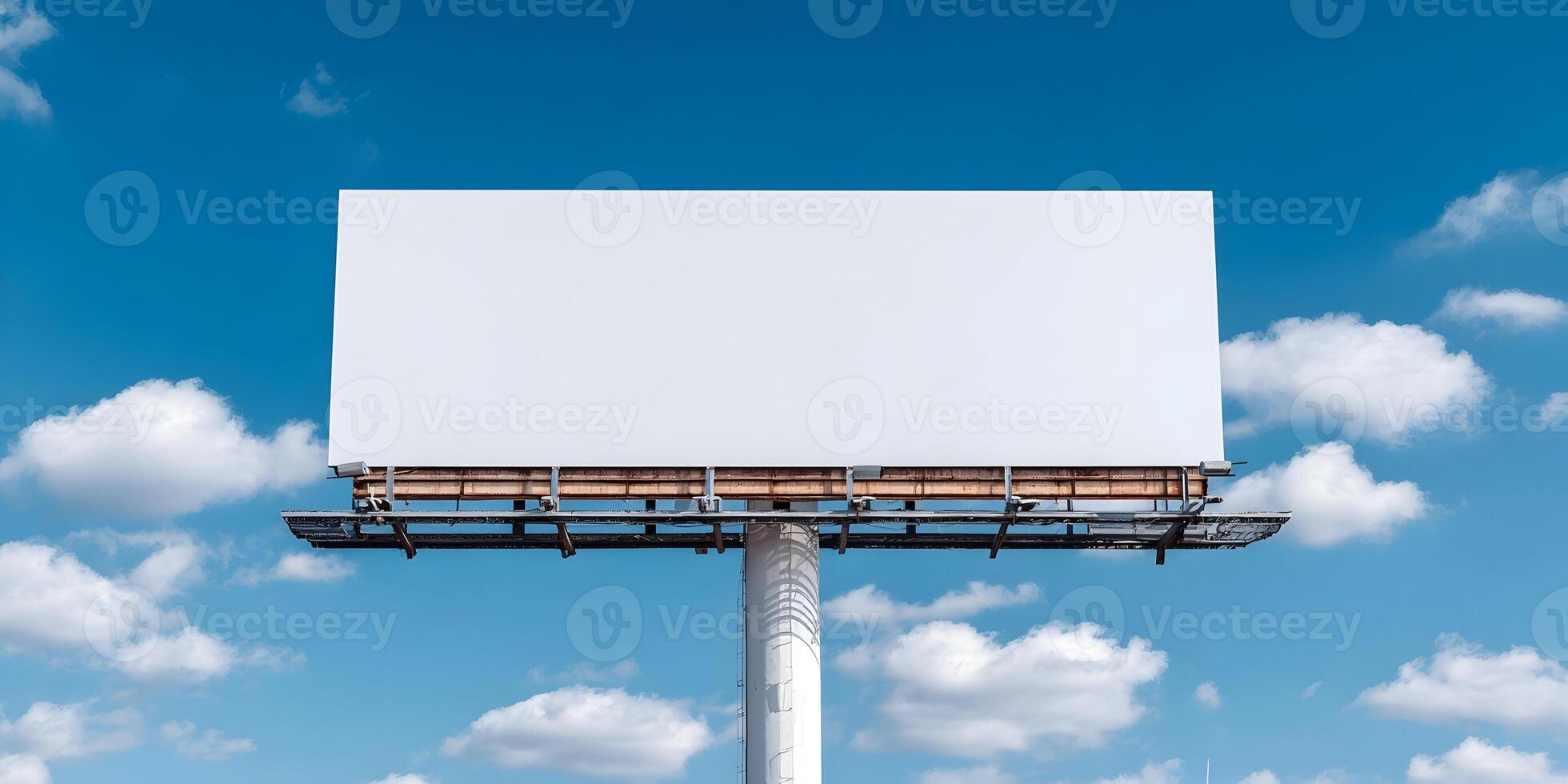 blank billboard on a blue sky background photo