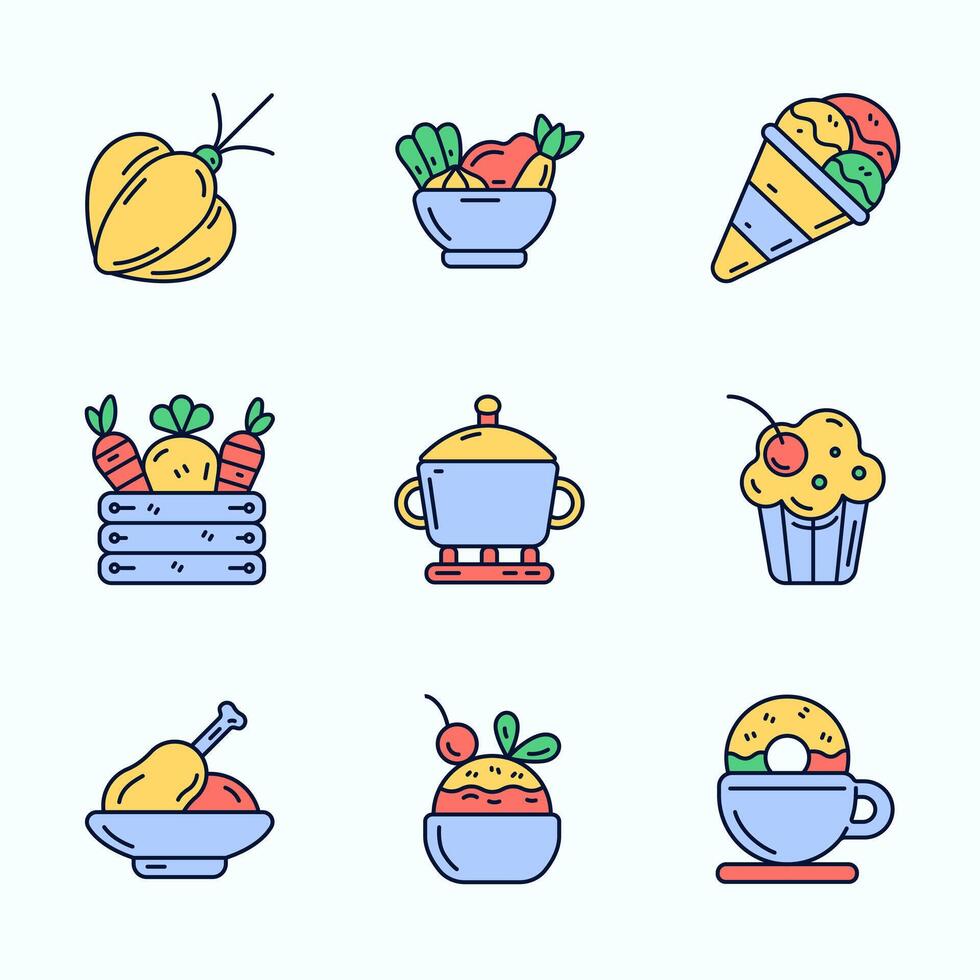 Tasty Bites and Homemade Treats Icons vector