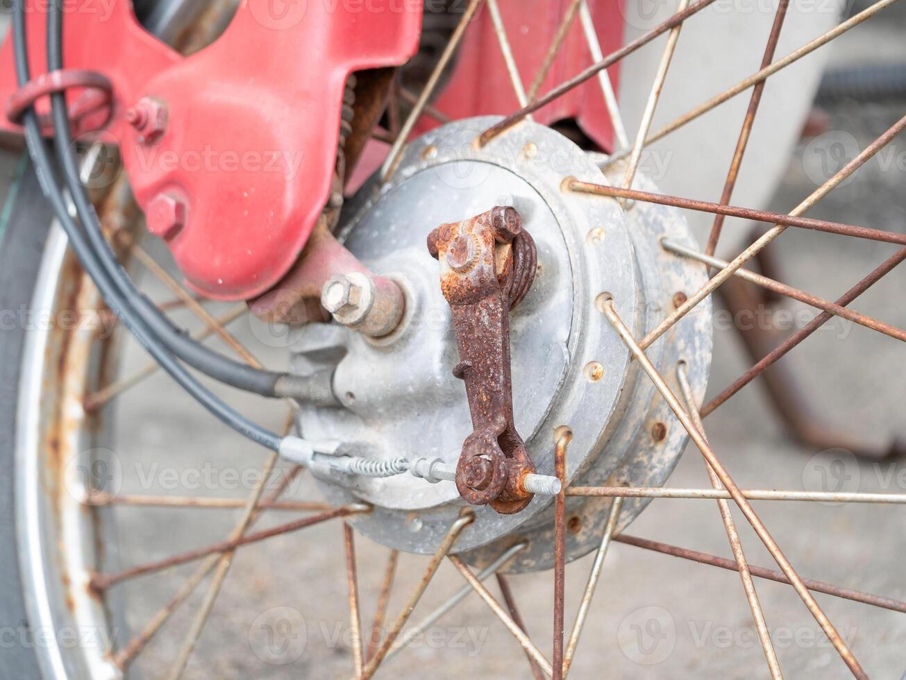 Motorcycle wheel hub close-up workshop industrial photography mechanic environment detailed view engineering concept photo