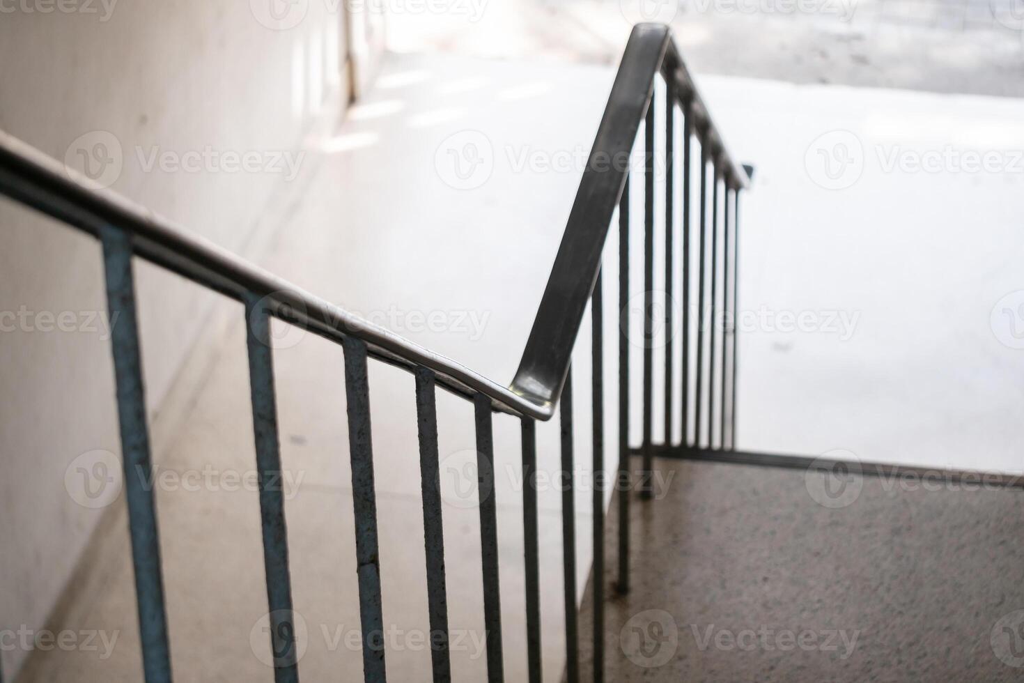 Safety feature installation public building stairs indoor environment close-up view accessibility concept photo