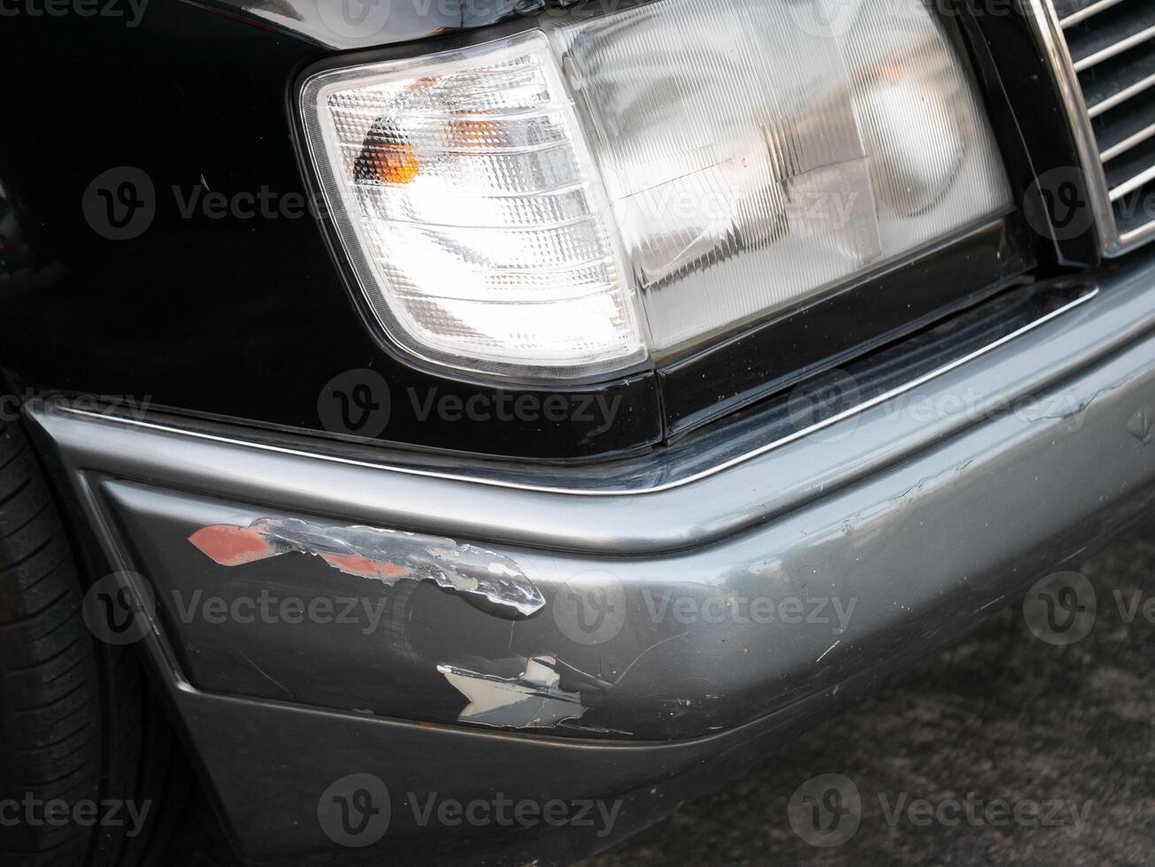 Car damage inspection urban setting image of vehicle close-up view automotive maintenance concept photo
