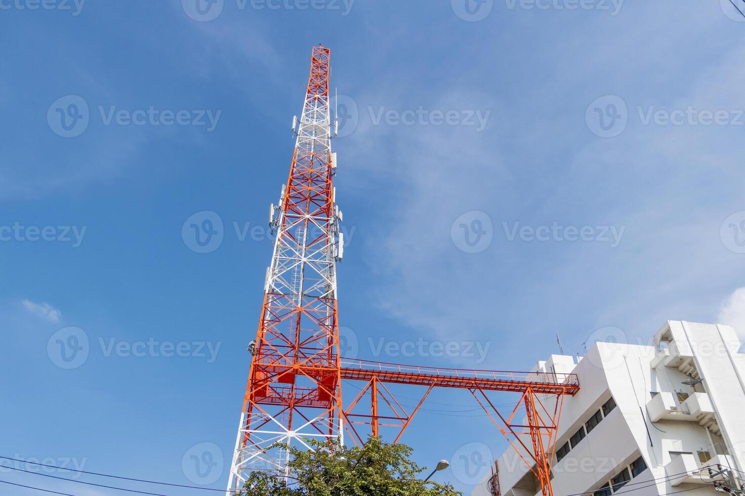 Telecommunication tower construction urban area infrastructure cityscape low angle technology and connectivity insights photo