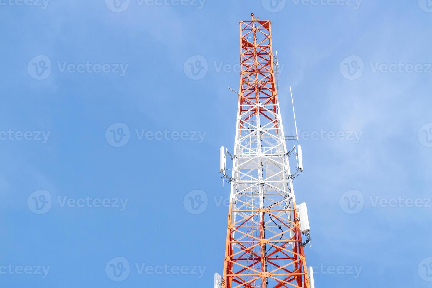 Telecommunication tower installation urban area infrastructure development clear sky aerial perspective modern connectivity solutions photo