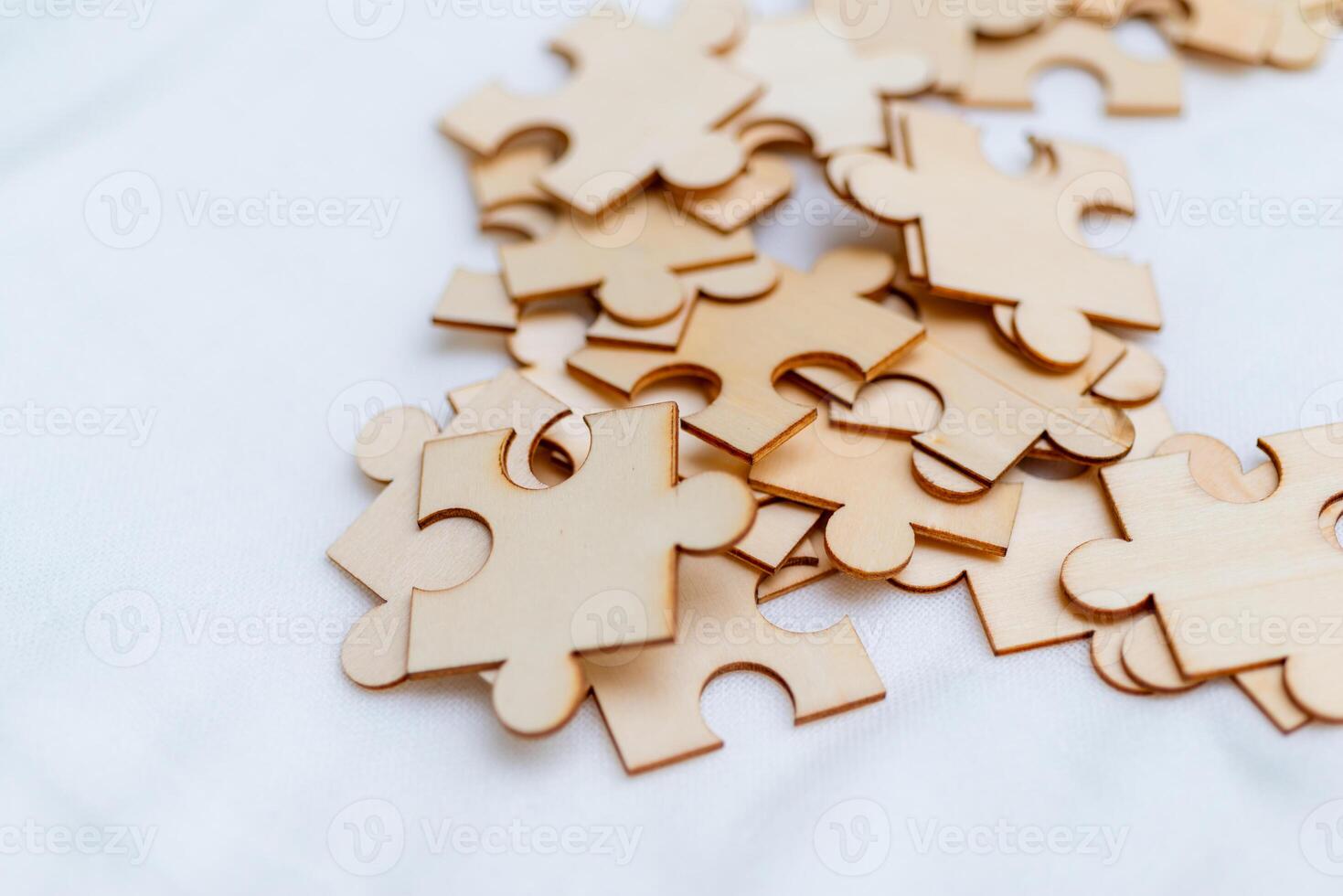 Puzzle solving event in business settings creative workspace educational content informative environment close-up view team collaboration concept photo