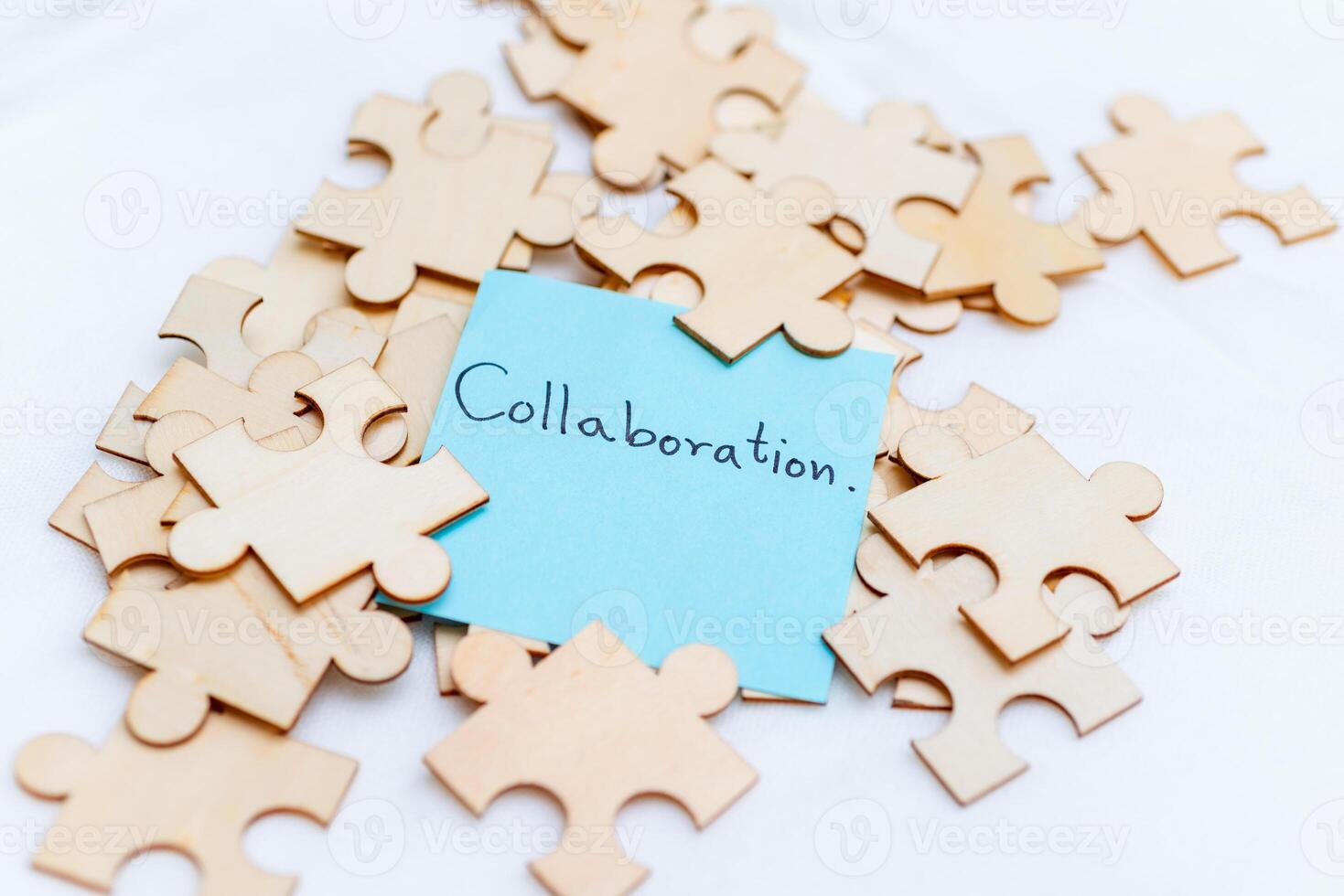 Collaborative business strategy office setting conceptual image focused environment close-up view teamwork concept for success photo