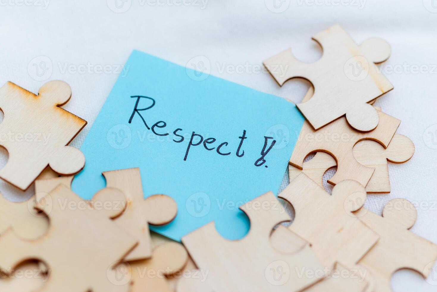 Promoting business values respect in team dynamics office setting inspirational message collaborative environment close-up view leadership concepts photo