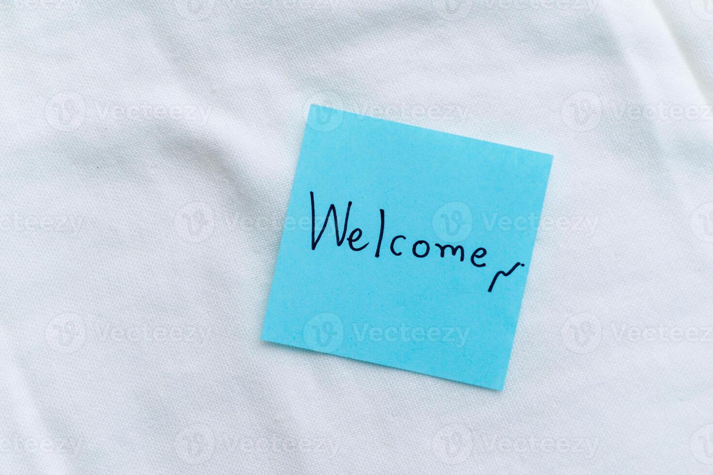 Business welcome note home office personal touch minimalistic environment close-up view concept of hospitality photo