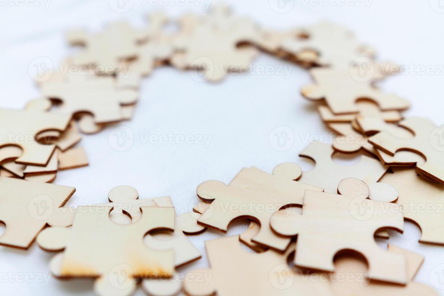 Puzzle pieces of strategy business planning session workspace image collection collaborative environment overhead viewpoint for seo impact photo